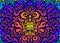 Digital screen preview of Chroma Burst artwork on an Android tablet highlighting neon green, magenta, and purple swirls.