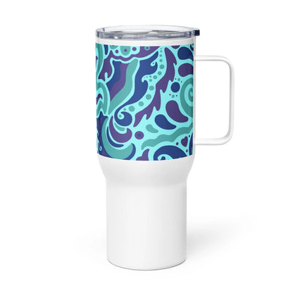 Psychedelic Maximalist Stainless Steel Travel Mugs - Electric Bloom, 25 oz image