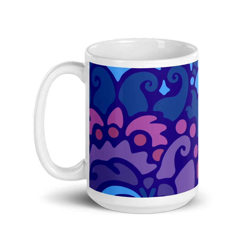 Psychedelic Maximalist Ceramic Coffee Mugs - Midnight Berry, 15 oz image