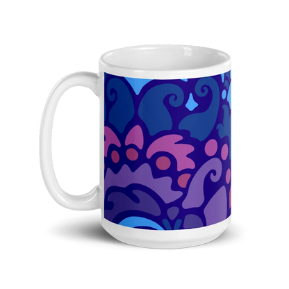 Psychedelic Maximalist Ceramic Coffee Mugs - Midnight Berry, 15 oz image