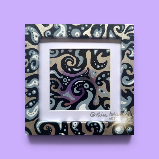 Silver Foil Abstract Framed Mini Art - Monochromattica - Design By Nissa