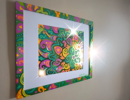 Sunflare Garden Original Green Foil Art - Cleveland Mixed Media image 3