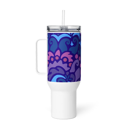 Psychedelic Maximalist Stainless Steel Travel Mugs - Midnight Berry, 40 oz image