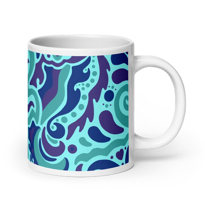 Psychedelic Maximalist Ceramic Coffee Mugs - Electric Bloom, 20 oz image