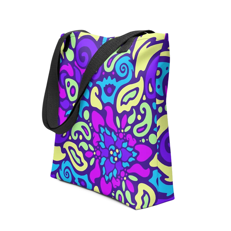 Psychedelic Maximalist All-Over-Print Tote Bags - Cyber Bloom image