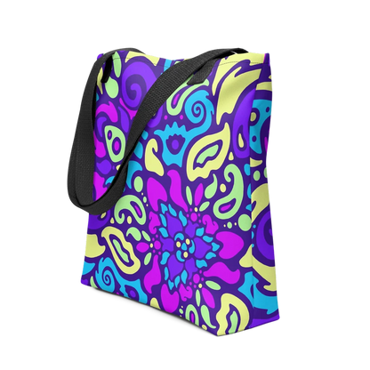 Psychedelic Maximalist All-Over-Print Tote Bags - Cyber Bloom image