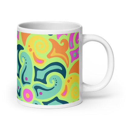 Psychedelic Maximalist Ceramic Coffee Mugs - Sunflare Garden, 20 oz image