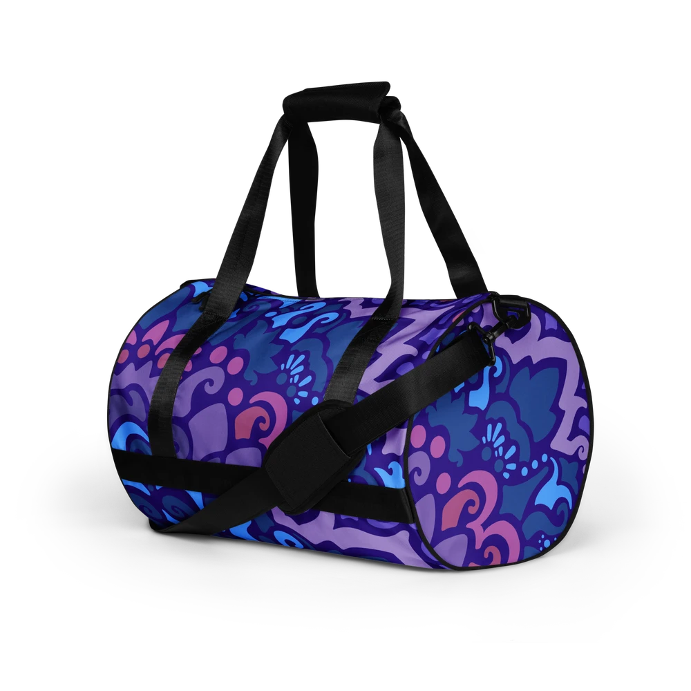 Psychedelic Maximalist All-Over Print Gym Bags - Midnight Berry image