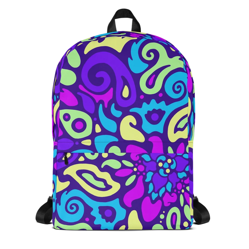 Psychedelic Maximalist All-Over Print Backpacks - Cyber Bloom image