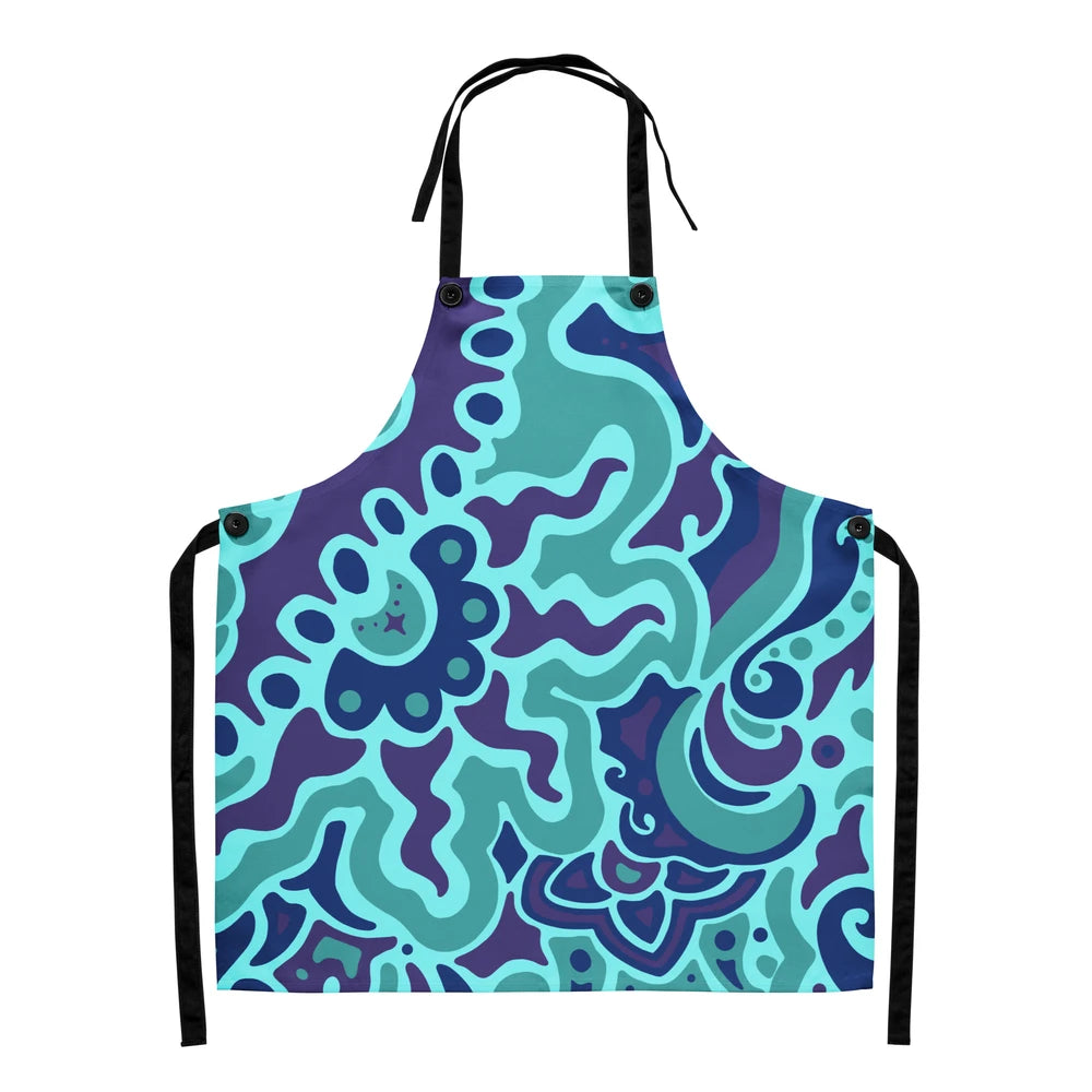 Psychedelic Maximalist All-Over Print Aprons - Electric Bloom image