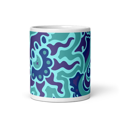 Psychedelic Maximalist Ceramic Coffee Mugs - Electric Bloom, 11 oz image