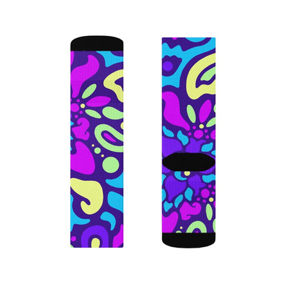 Psychedelic Maximalist Crew Socks - Cyber Bloom, S image