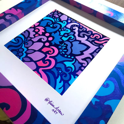 Midnight Berry – Original Deep Blue Mirror Art image 1