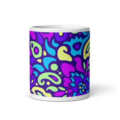 Psychedelic Maximalist Ceramic Coffee Mugs - Cyber Bloom, 11 oz image