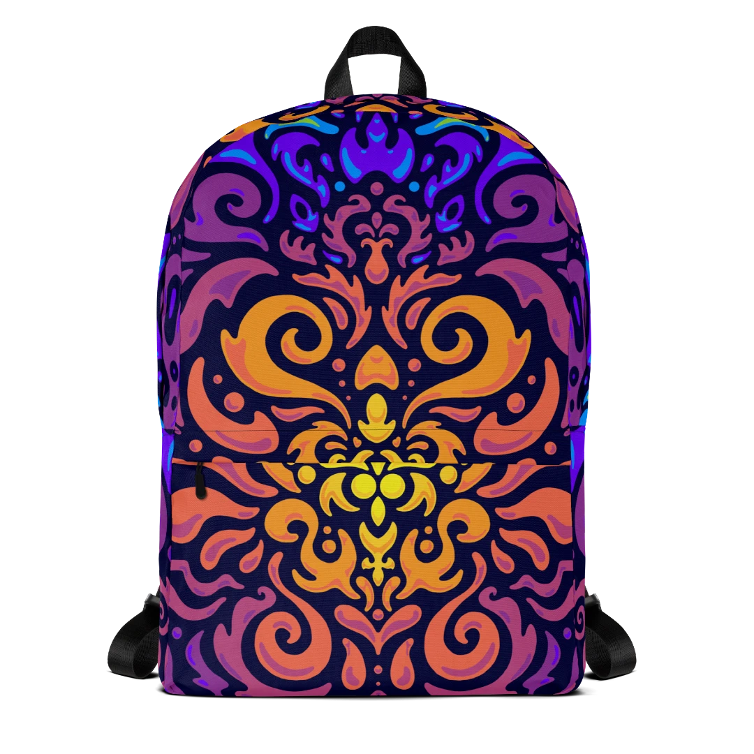 Psychedelic Maximalist All-Over Print Backpacks - Chroma Burst design