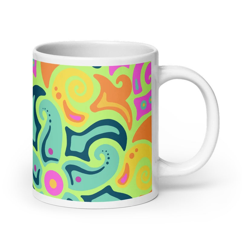 Psychedelic Maximalist Ceramic Coffee Mugs - Sunflare Garden, 11 oz image