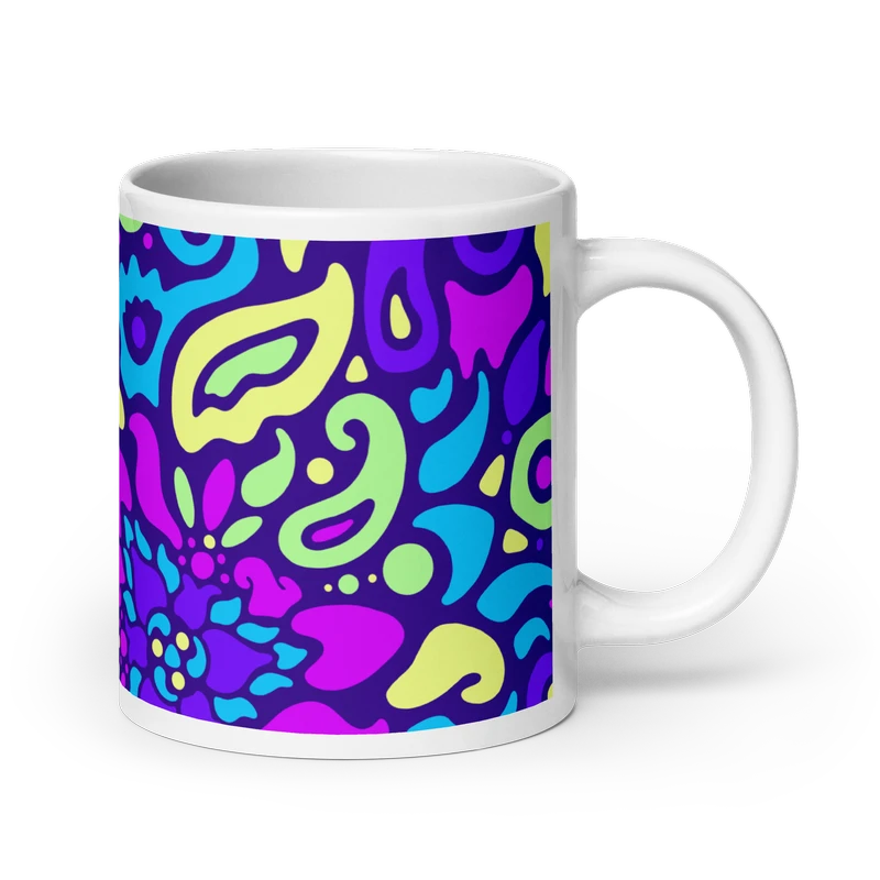 Psychedelic Maximalist Ceramic Coffee Mugs - Cyber Bloom, 20 oz image