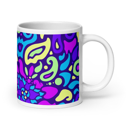 Psychedelic Maximalist Ceramic Coffee Mugs - Cyber Bloom, 20 oz image