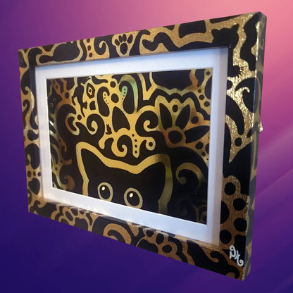 Shift Supervisor - Gold Leaf and Gold Foil Cat Art - Cleveland Artist image 2