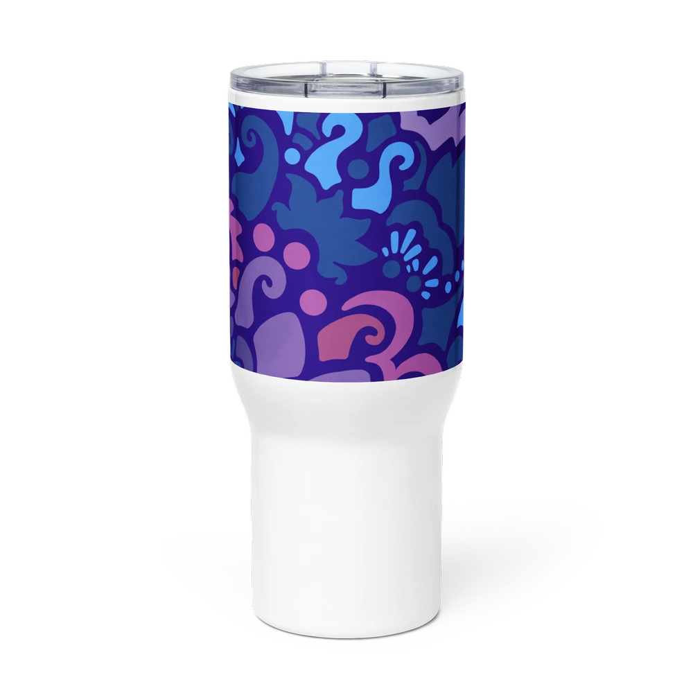 Psychedelic Maximalist Stainless Steel Travel Mugs - Midnight Berry, 25 oz image
