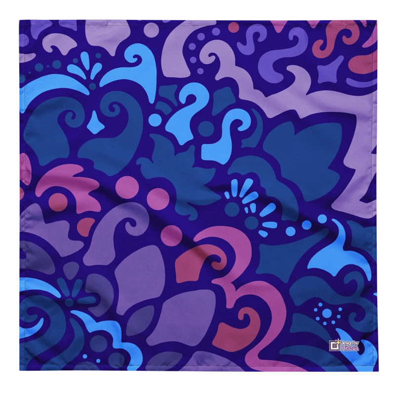 Psychedelic Maximalist All-Over Print Bandanas - Midnight Berry, M image