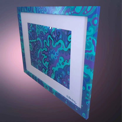 SOLD - Electric Bloom Teal Reflective Foil Art