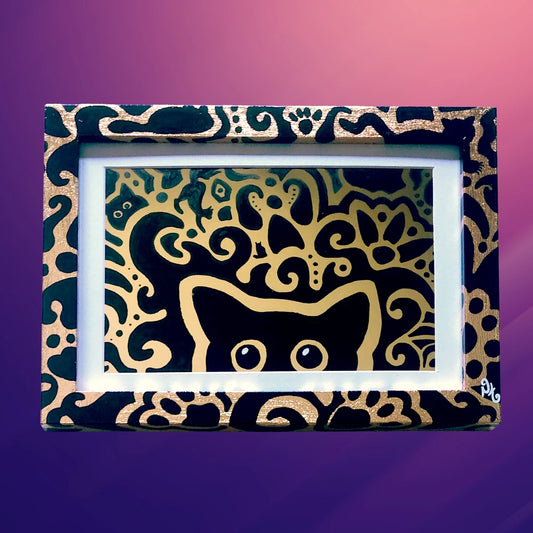 Shift Supervisor - Gold Leaf and Gold Foil Cat Art - Cleveland Artist image 0
