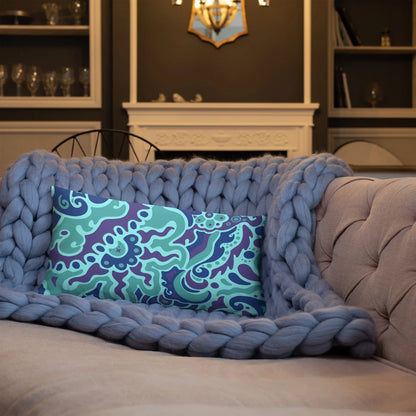 Eletric Bloom Psychedelic Maximalist Premium Throw Pillow 20x12