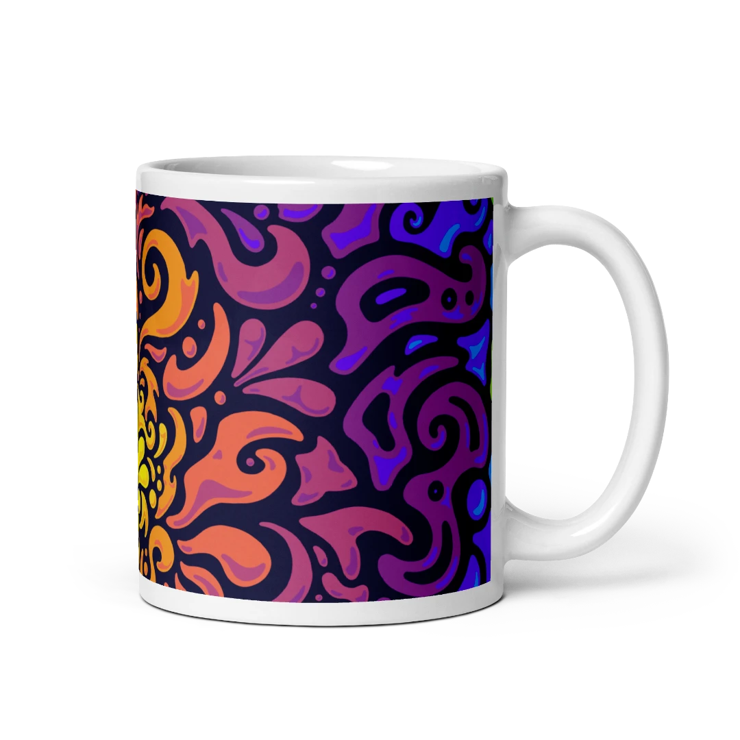Psychedelic Maximalist Ceramic Coffee Mugs - Chroma Burst, 11 oz image