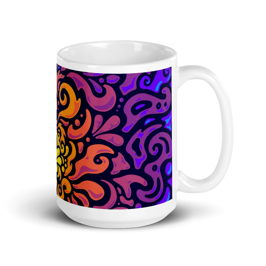 Psychedelic Maximalist Ceramic Coffee Mugs - Chroma Burst, 15 oz image