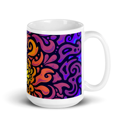 Psychedelic Maximalist Ceramic Coffee Mugs - Chroma Burst, 15 oz image